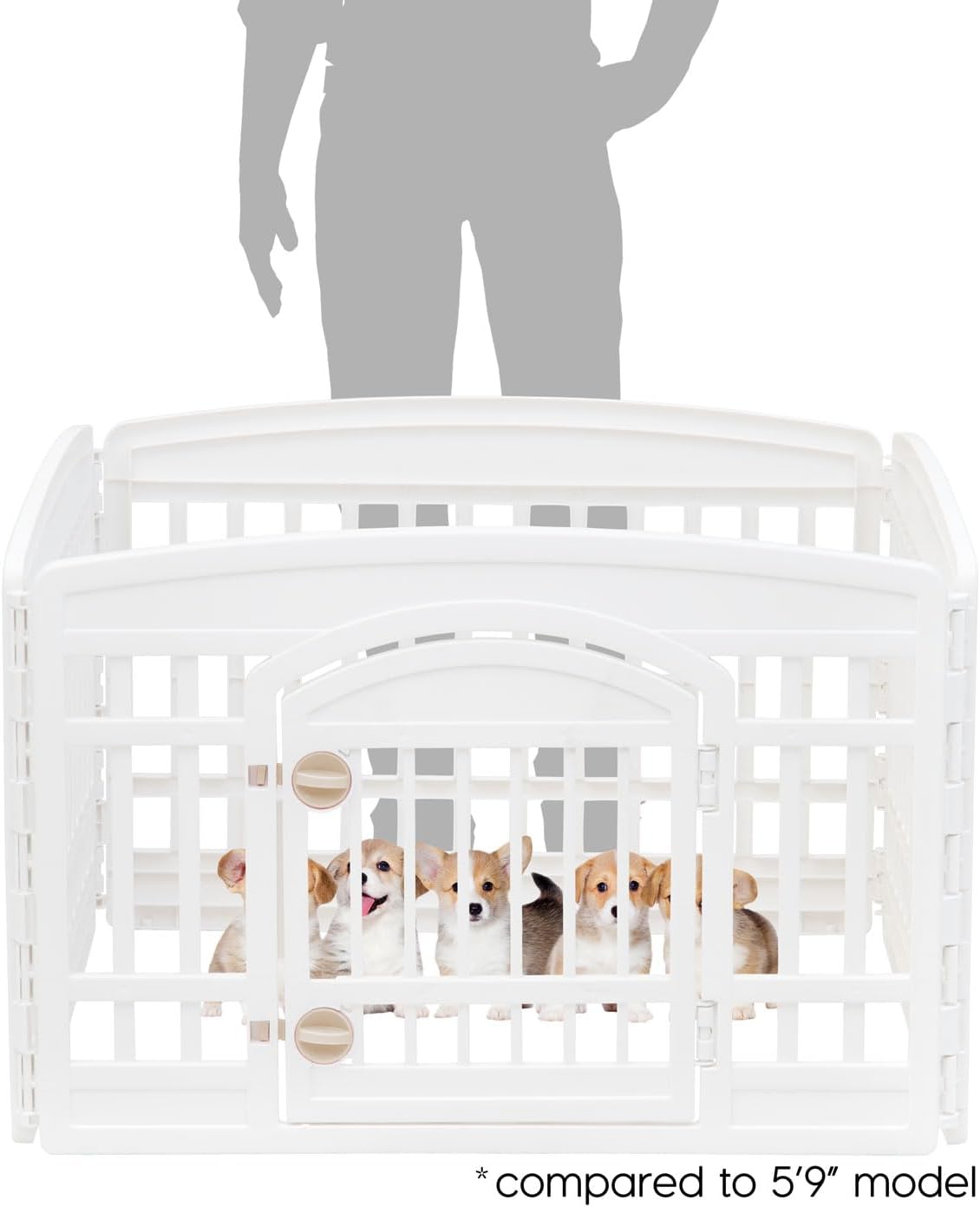 IRIS USA 24" 4-Panel Dog Playpen with Door, 35 x 35 x 24, Puppy Playpen, Dog Play Pen Indoors, Pet Fence, Puppies/Small Dogs, White : Pet Supplies - Image 4