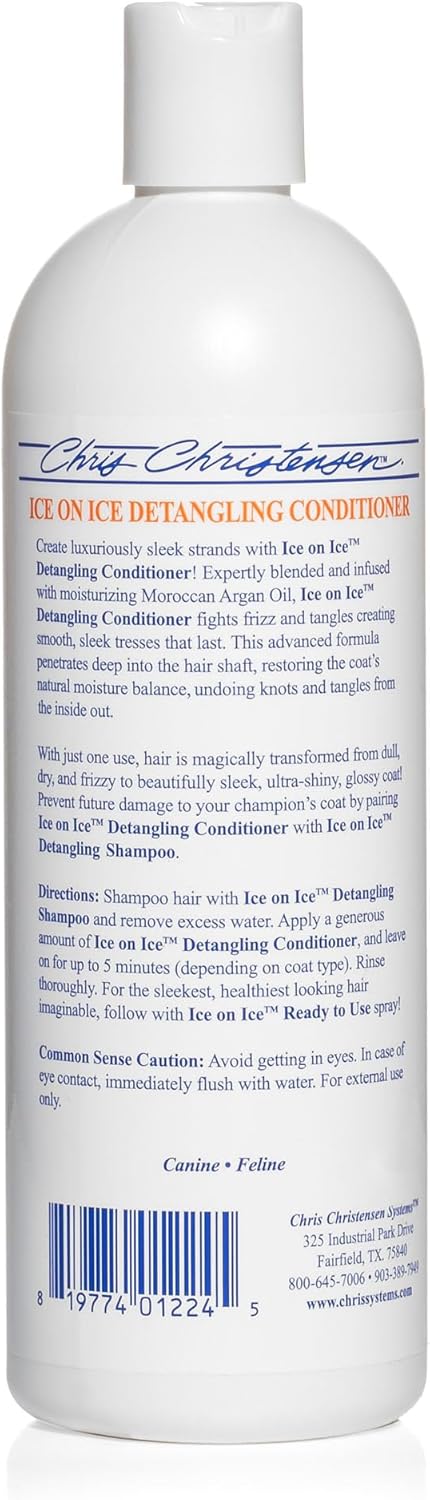 Chris Christensen Ice on Ice Detangling Dog Conditioner, Groom Like a Professional, Dematts, Moisturizes, Creates Long Lasting Silkiness, All Coat Types, Made in USA, 16oz : Pet Supplies - Image 2