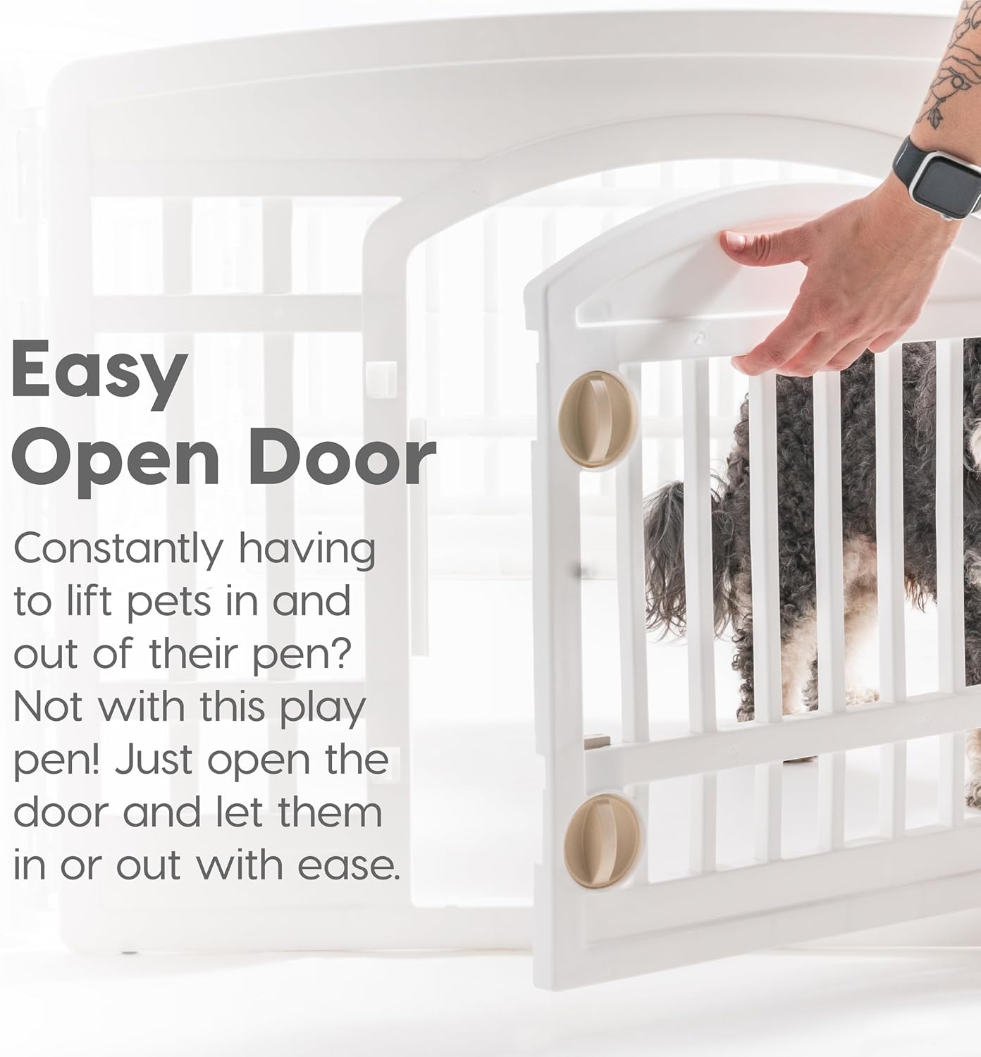 IRIS USA 24" 4-Panel Dog Playpen with Door, 35 x 35 x 24, Puppy Playpen, Dog Play Pen Indoors, Pet Fence, Puppies/Small Dogs, White : Pet Supplies - Image 2