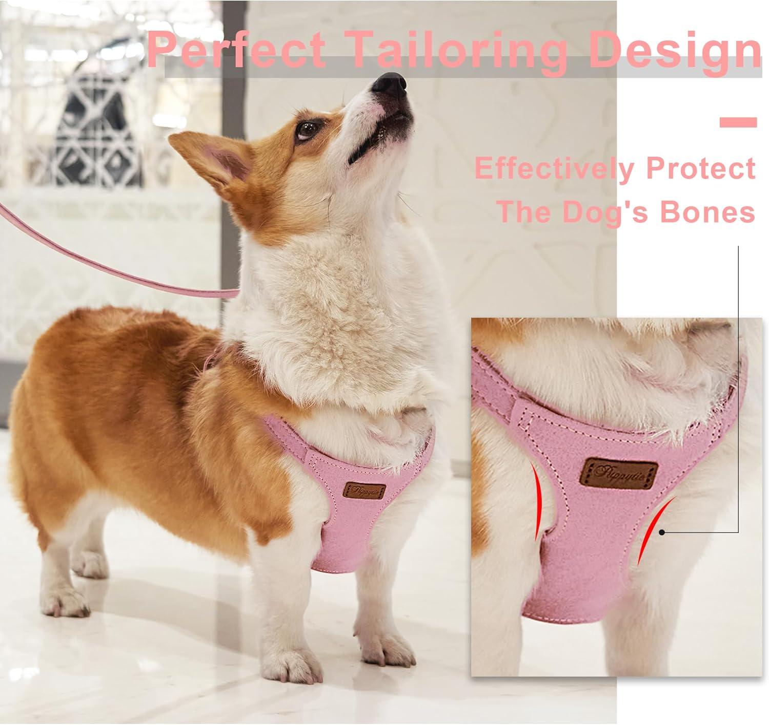 Puppytie No Pull Small Dog Harness with Multifunction Dog Leash, Lightweight Soft Adjustable No Choke Escape Proof Pet Harness Vest, Pink : Pet Supplies - Image 5
