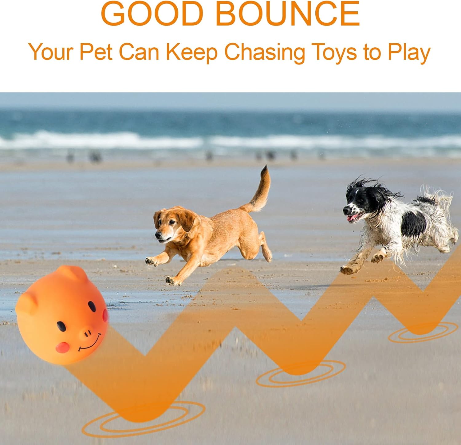 Pet Supplies Coricorsu Squeaky Dog Toy Dog Squeaky Toys Chewing Durable Teething Latex Rubber Soft Interactive Fetch Play Dog Balls with Funny Piggy Face for Puppy Small Medium Pet Dog (6PCS) : - Image 3