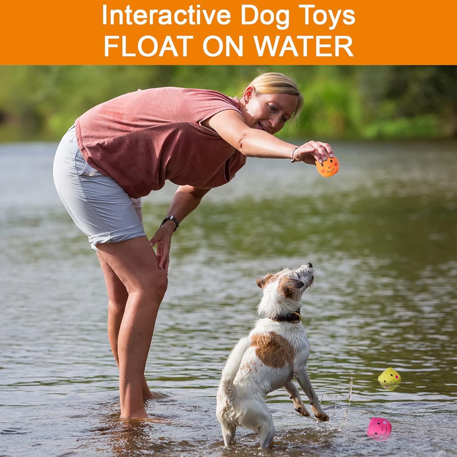 Pet Supplies Coricorsu Squeaky Dog Toy Dog Squeaky Toys Chewing Durable Teething Latex Rubber Soft Interactive Fetch Play Dog Balls with Funny Piggy Face for Puppy Small Medium Pet Dog (6PCS) : - Image 2