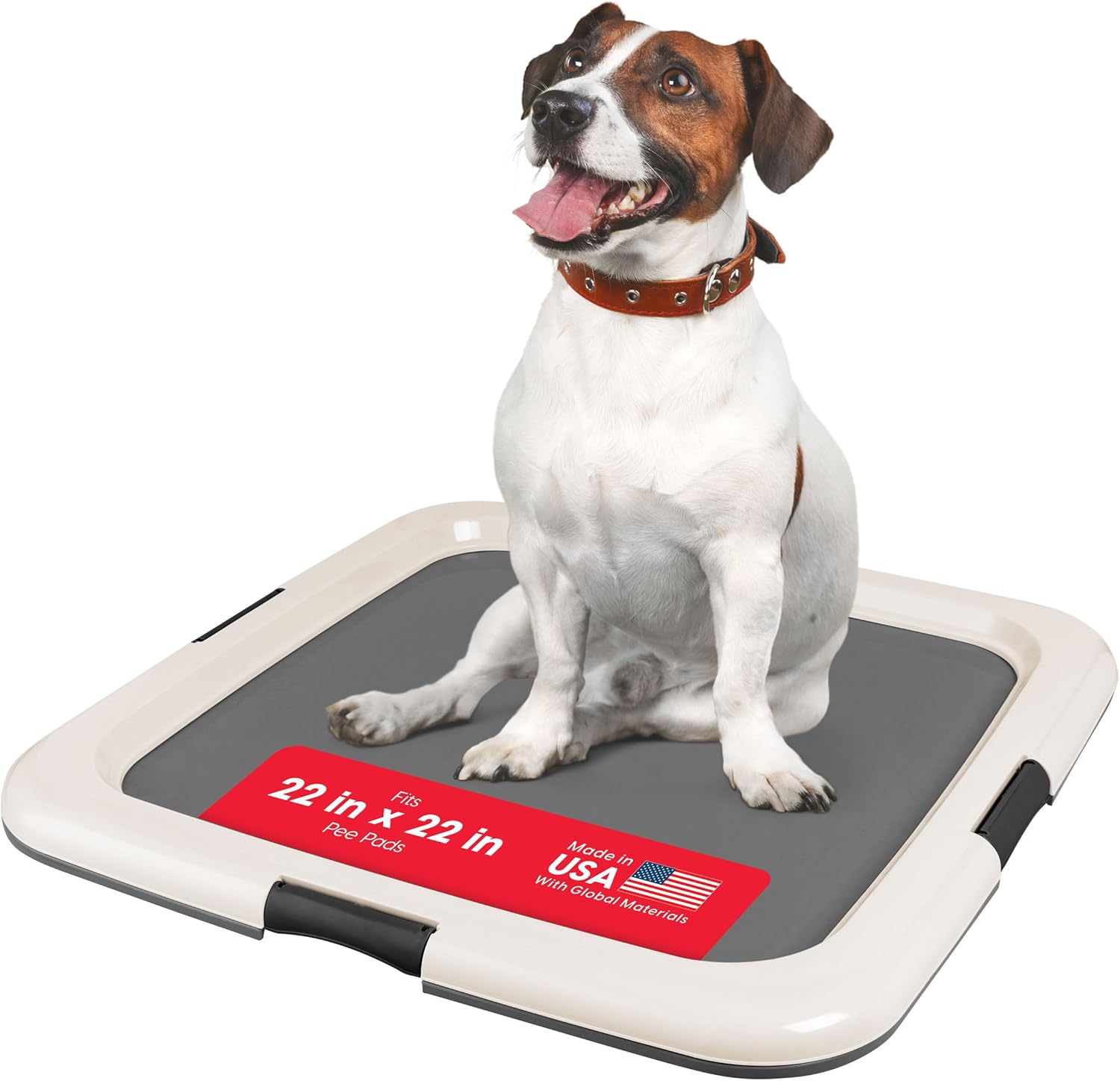 IRIS USA Pee Pad Holder - For Potty Training Regular Sized Dog & Puppy Pee Pads, Secured Latches, Non-Skid Feet, Leak Protection, Fits 22"x22" Pad or Larger, Square, Dark Gray : Pet Supplies