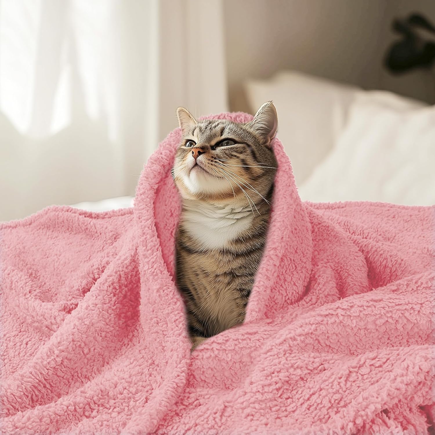 Luciphia Premium Fleece Pet Blanket for Small Medium Dogs Puppy Soft Sherpa Calming Cat Throw Blankets(Pink,41x31 inches) : Pet Supplies - Image 6