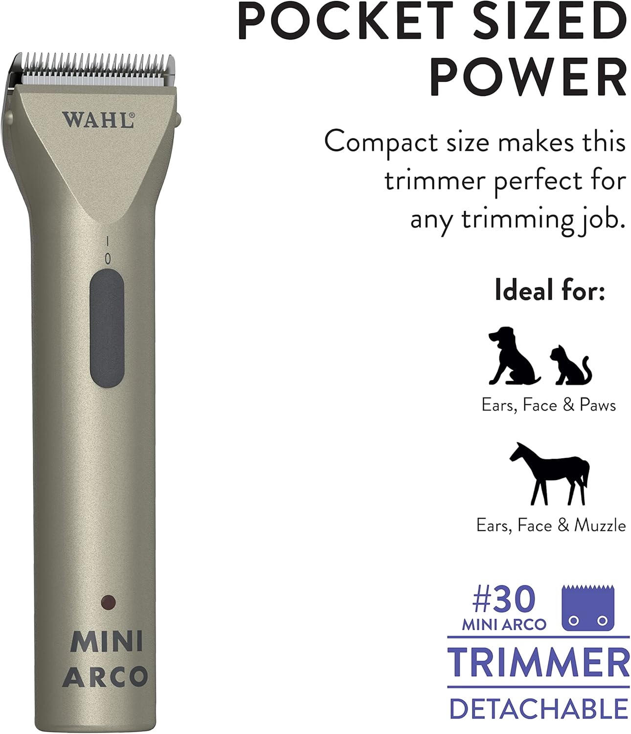 Pet Grooming Clippers : Wahl Professional Animal MiniArco Corded/Cordless Pet, Dog, Cat, and Horse Trimmer Kit - Image 8
