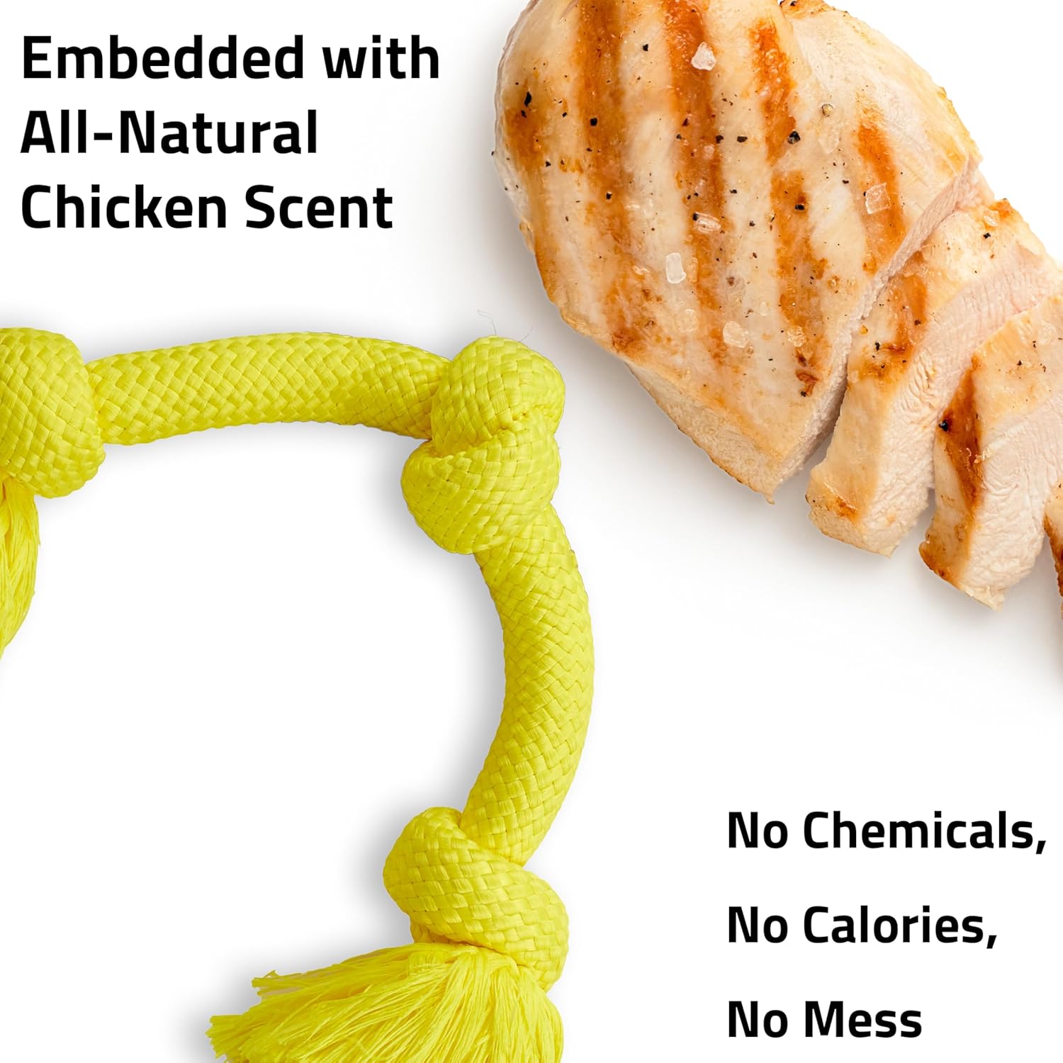 Pet Supplies Playology Rope Toys for Dogs | Tug of War Dog Toy for Aggressive Chewers | Chicken Scented Dog Toys | Jumbo Rope Toy for Interactive Play : - Image 2