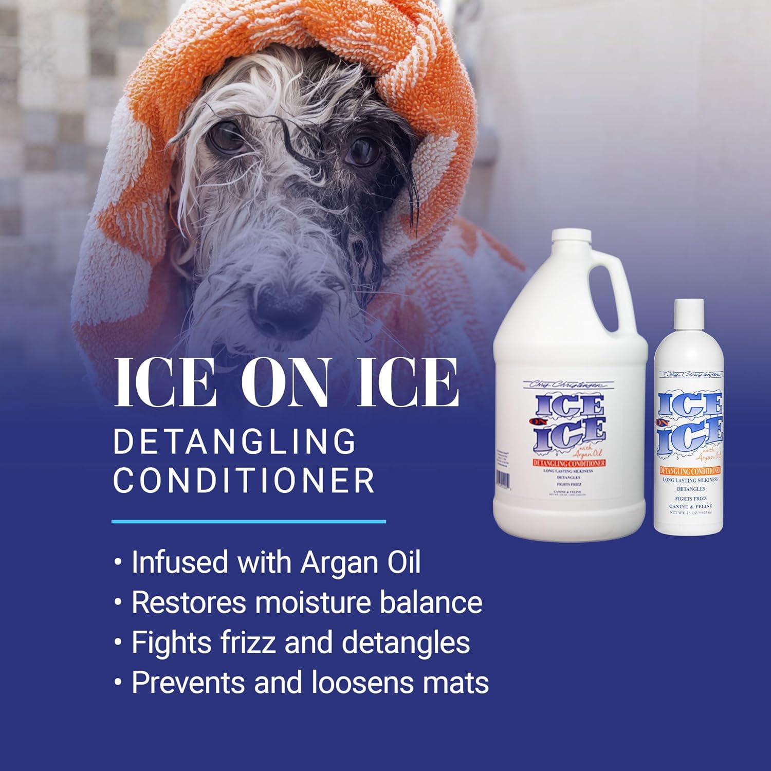 Chris Christensen Ice on Ice Detangling Dog Conditioner, Groom Like a Professional, Dematts, Moisturizes, Creates Long Lasting Silkiness, All Coat Types, Made in USA, 16oz : Pet Supplies - Image 9