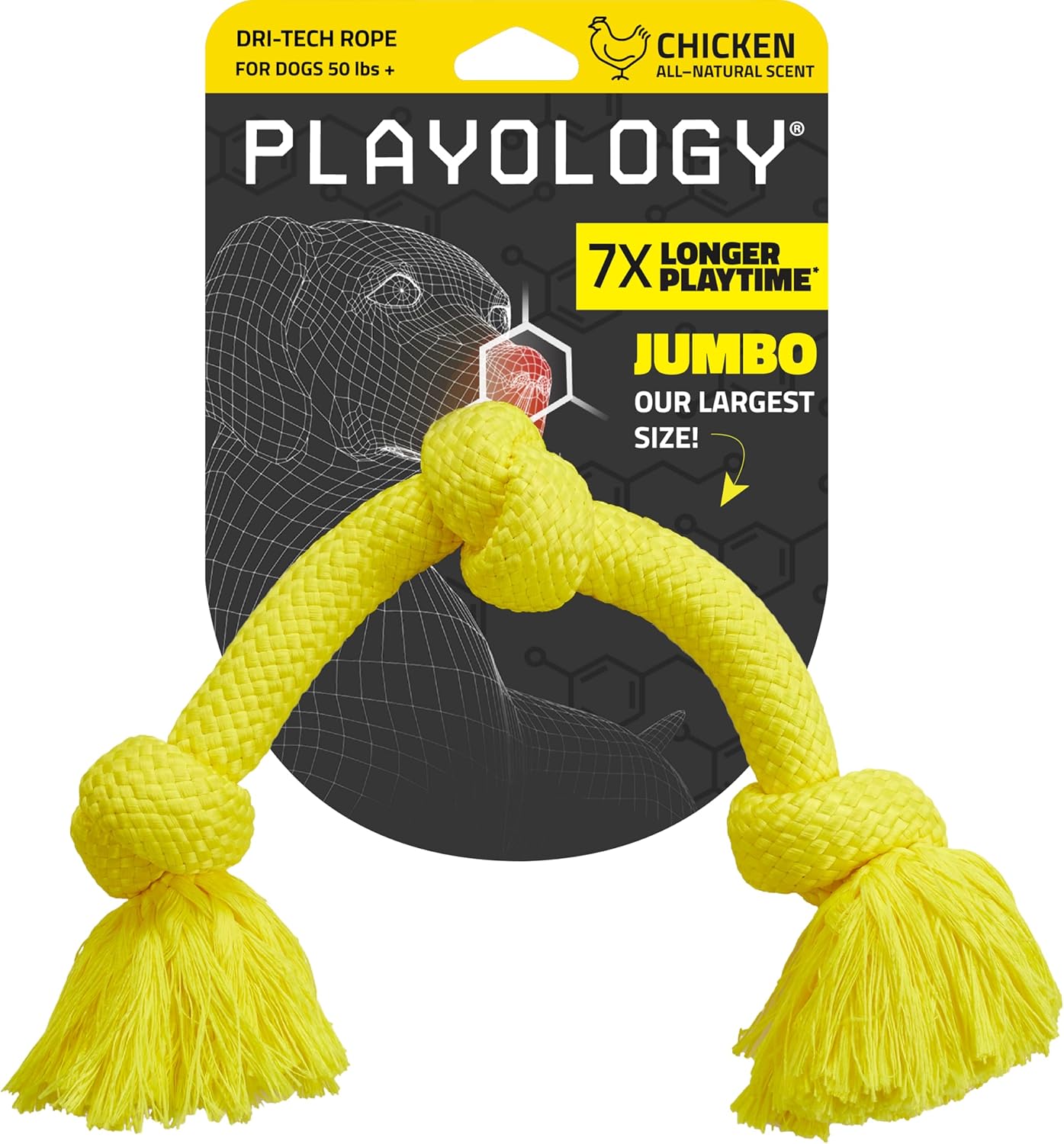 Pet Supplies Playology Rope Toys for Dogs | Tug of War Dog Toy for Aggressive Chewers | Chicken Scented Dog Toys | Jumbo Rope Toy for Interactive Play :