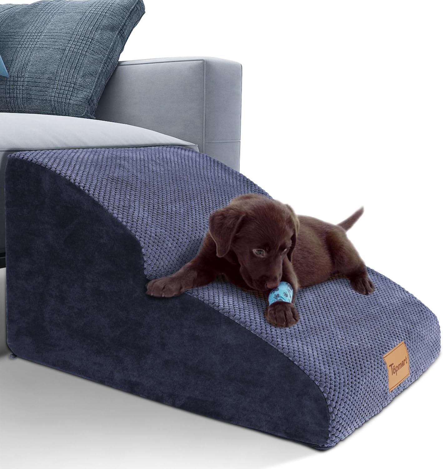 Topmart High Density Extended Foam Dog Ramp&Steps 2 Tiers,11.8" High,Non-Slip Dog Stairs,Soft Foam Pet Ladder with Waterproof Cover,Best for Injured,Older Cats,Pets with Joint Pain : Pet Supplies