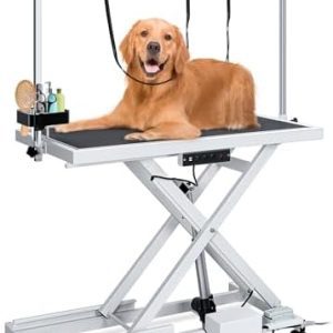 PullaFun 50" Professional Dog Grooming Table,Heavy Duty X-Type Electric Lift Large Pet Grooming Table w/Aluminum Dog Grooming Arm,Anti Slip Tabletop,Tool Organizer/Dog Grooming Station,Black : Pet Supplies