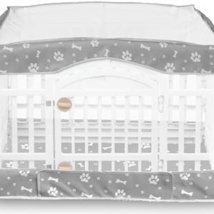2 Pack Dog Playpen Cover and Bottom Pad Fits for 36 Inch 4 Panels Pet Playpen, Dog Crate Pad Puppy Play Pen Cover, Hoop and Loop Design (Note: Playpen Not Included). -Gray : Pet Supplies