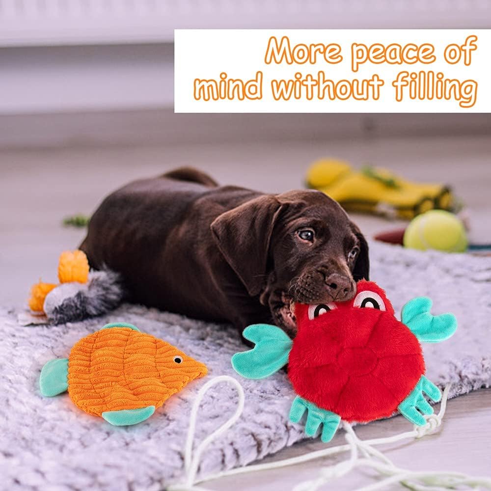 Pet Supplies AWOOF No Stuffing Crinkle Squeaky Plush Dog Toys - Cute Animal Themed for Small to Large Dogs & Puppies - Bulk 5 Pack : - Image 8