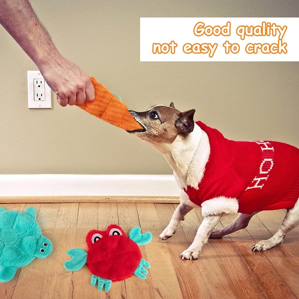 Pet Supplies AWOOF No Stuffing Crinkle Squeaky Plush Dog Toys - Cute Animal Themed for Small to Large Dogs & Puppies - Bulk 5 Pack : - Image 6