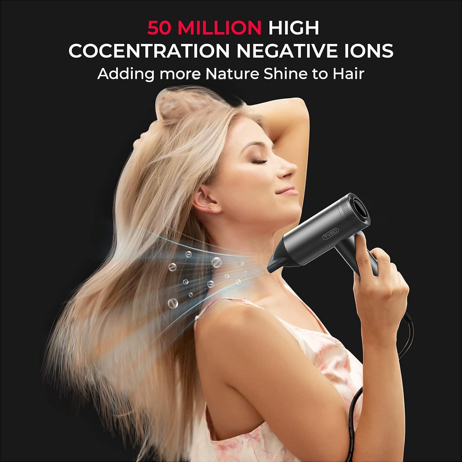 TYMO Hair Dryer with Diffuser for Women - 1500W Professional High Speed Blow Dryer with Comb, 110,000RPM Fast Dry, 200 Million Ionic Hairdryer, 4 Temps & 3 Speeds, 8 Ft Cord for Salon, Graphite : Beauty & Personal Care - Image 5