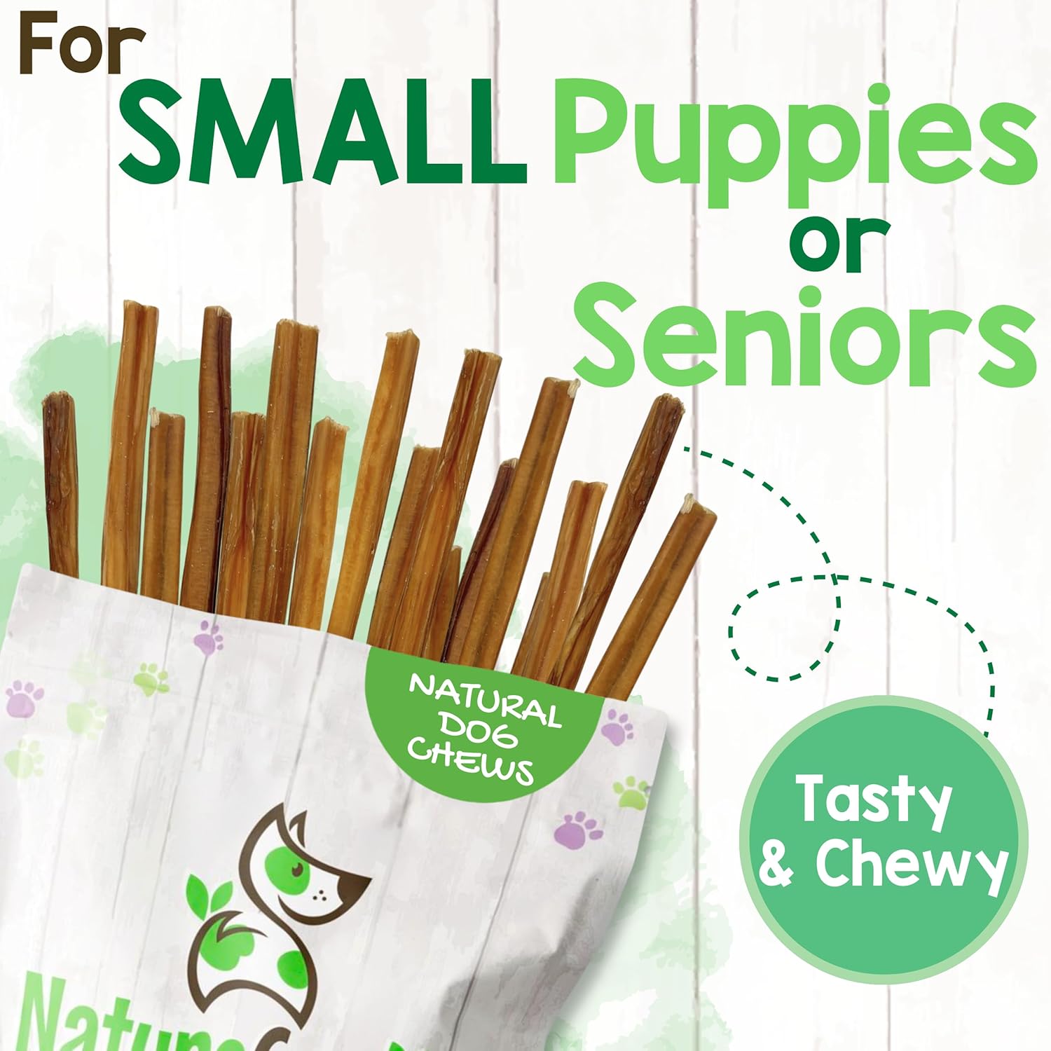 Nature Gnaws Extra Thin Bully Sticks for Small Dogs 5-6" (10 Count) - Long Lasting for Light Chewers and Puppies - Natural Beef Dog Chew Bones : Pet Supplies - Image 2