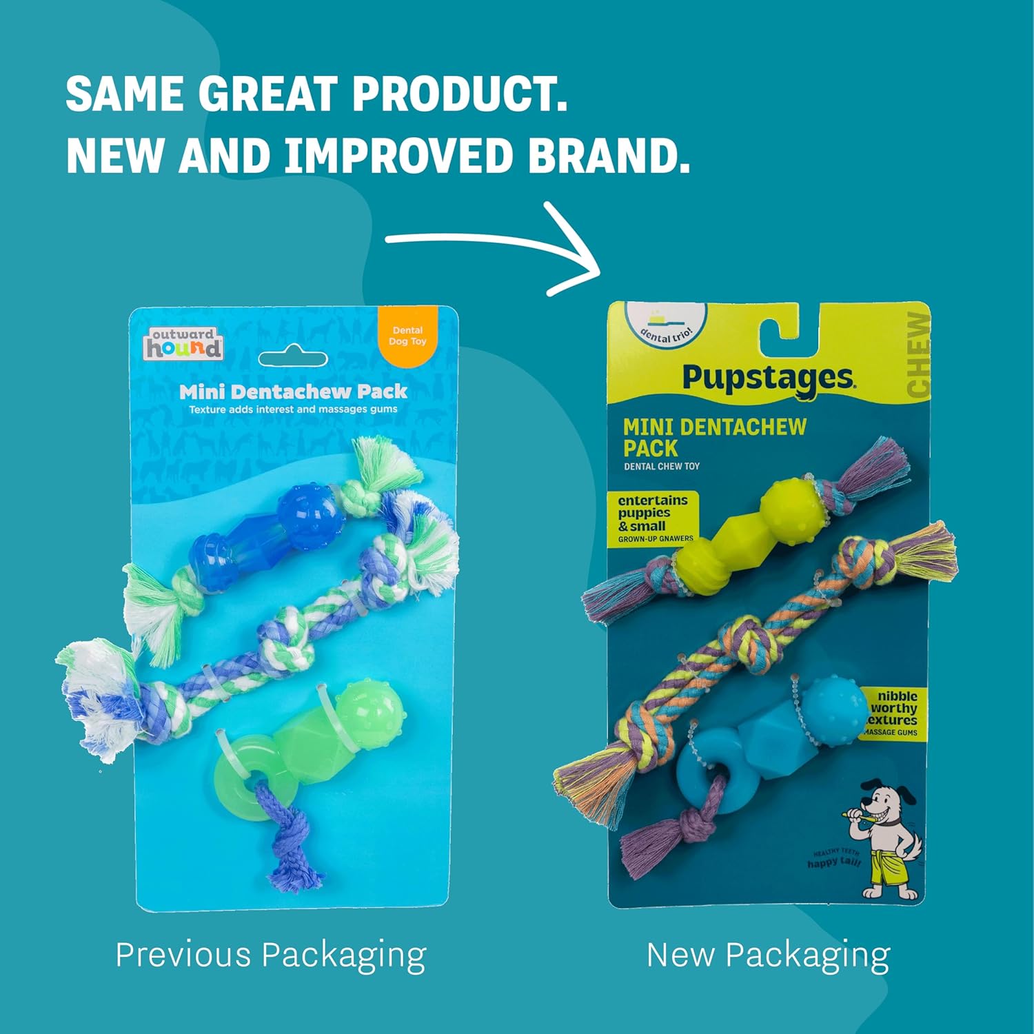 Pet Supplies Outward Hound Mini Dentachew Dental Dog Chew Toy - 3 Pack - Great Size for Small Dogs and Puppies : - Image 5