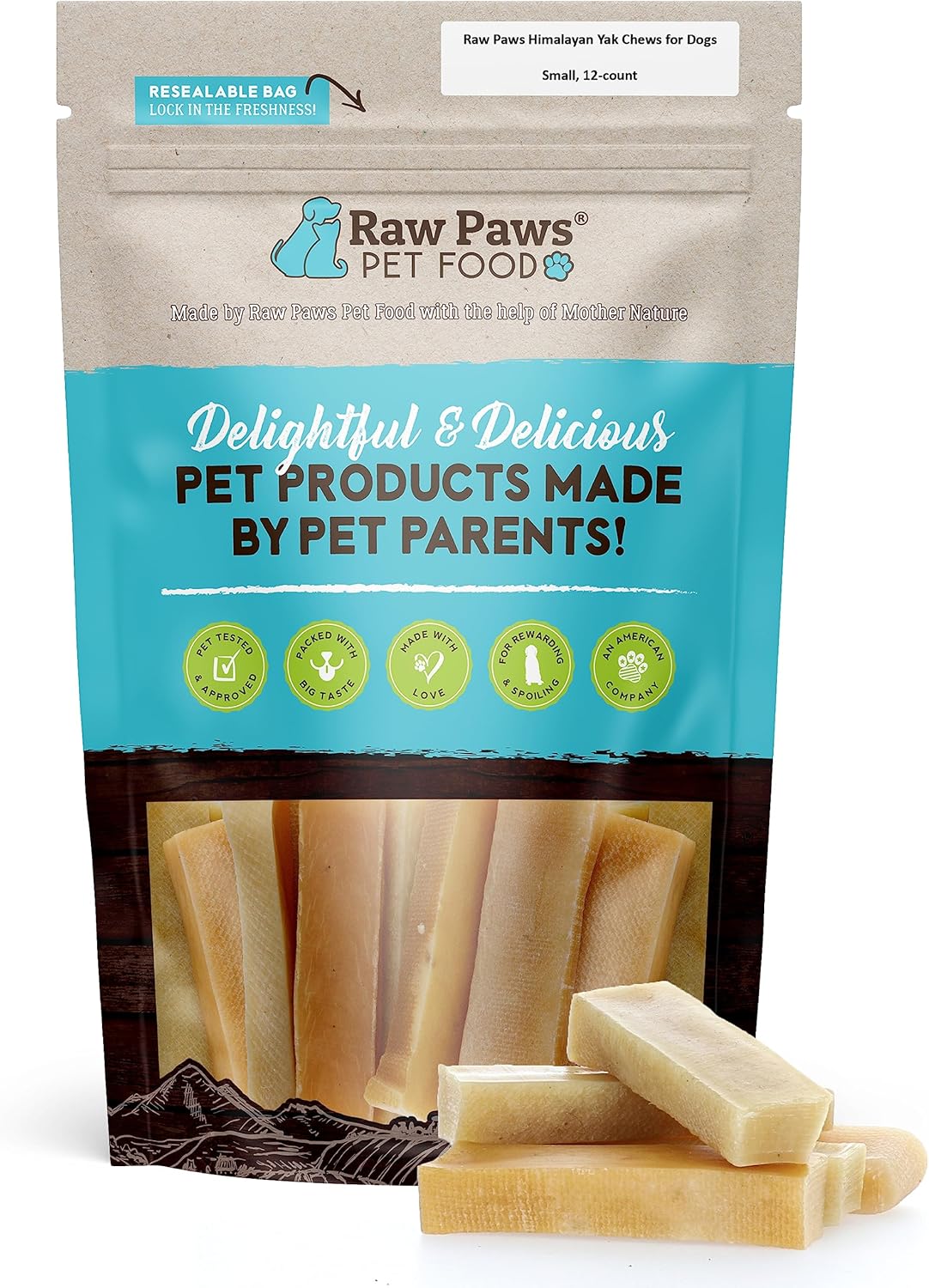 Raw Paws Himalayan Yak Chews for Dogs - Small (12-Count) - Packed in USA - Tibetan Yak Cheese Dog Chews for Small Breeds - Hard Milk Dog Chew Bones - Single Ingredient - Long Lasting : Pet Supplies